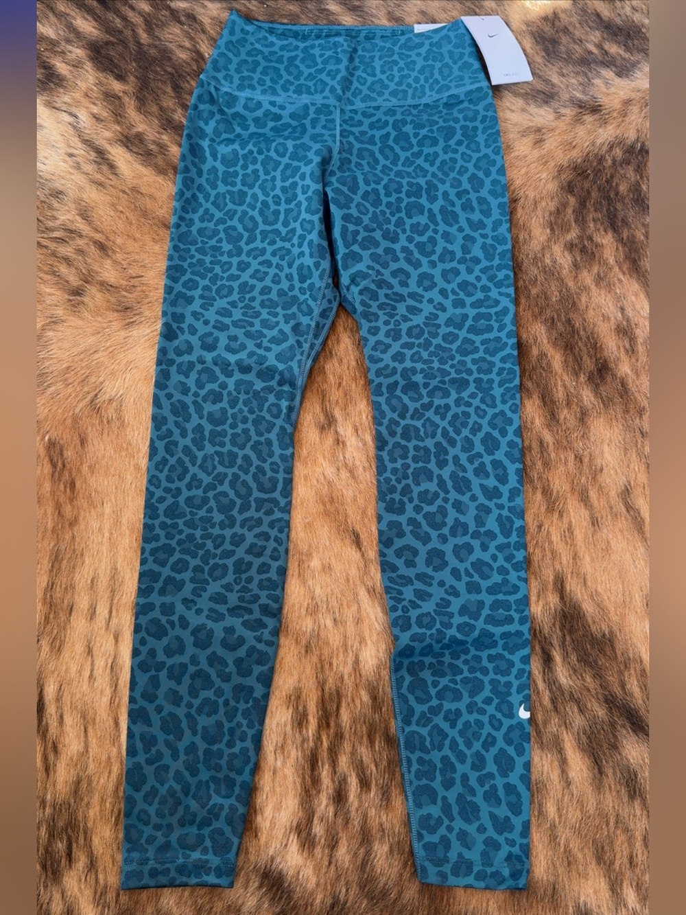 Nike Teal Leopard-Print Kids Leggings